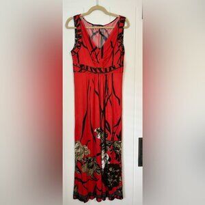 Elie Tahari Red Floral Maxi Dress
